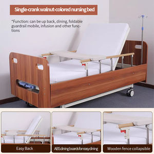 Letto da Degenza Manuale per Assistenza Domiciliare in Legno Massello con Ruote, Sponde di Sicurezza e Vassoio da Pranzo Dispositivo Medico per Uso Domestico - Product Image 2