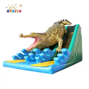 ألعاب منزلقات على شكل تمساح قابلة للنفخ منزلقات مائية قابلة للنفخ تجارية لعبة أطفال مزودة بنظام الإنزلاق قابلة للنفخ للبيع