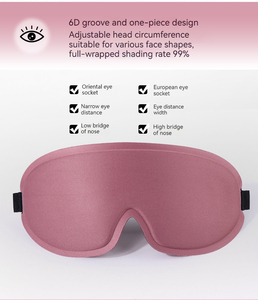 Masque de sommeil 3D occultant en coton avec ailette nasale creuse, sans pression, respirant, sangle élastique, style tendance pour une protection du sommeil profond - Product Image 5