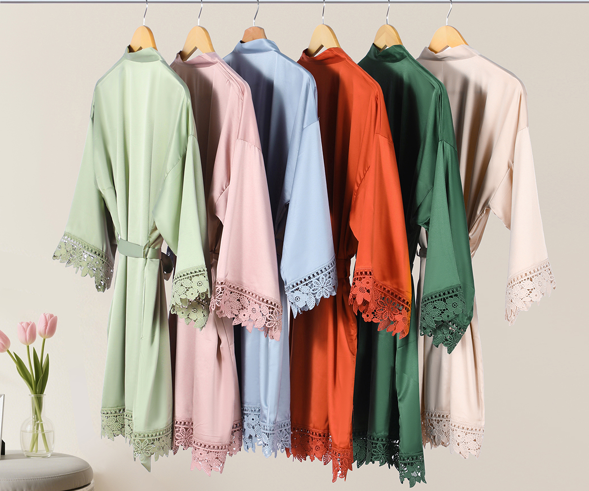 AW Bata De Satén Para Mujer, Bata De Satén Para Boda, Fiesta, Novia, Dama De Honor, Ropa De Salón, Blush, M(US8-US10