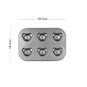12-delige 3D Teddybeer <span class=keywords><strong>Vorm</strong></span> Madeleine Pan Carbon Staal Goud Zwart Anti-aanbak Cakevorm DIY Bakgereedschap Ovenaccessoires - Product Image 2