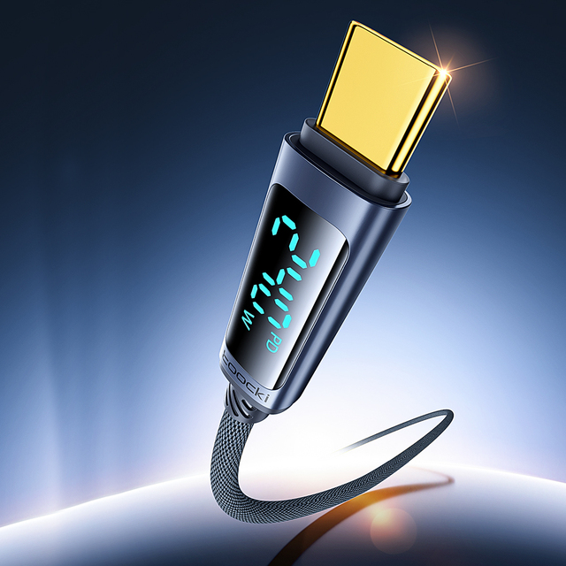 Toocki Dynamic Digital Display USB C Cable 100W Fast Charging Type C Cable with LED Screen for CarPlay and Phones for Daily Use