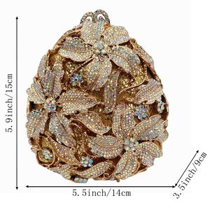 Bolso de Noche 3D con Cristales Brillantes para Mujer, Bolso de Mano Formal con Pedrería Floral y Cadena Metálica Desmontable - Product Image 2