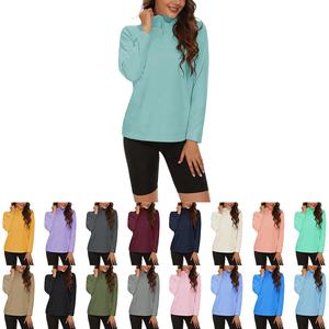 Vente en gros OEM de haute qualité polaire sweat-shirt nouveauté couleur unie col montant décontracté automne femmes quart zip sweat - Product Image 5