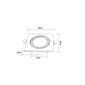 โครงฝังไฟสปอตไลท์ LED ทรงสี่เหลี่ยม สีขาว ป้องกันแสงสะท้อน สำหรับหลอด GU10 MR16 ขายส่ง - Product Image 2