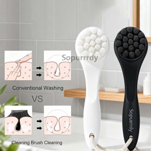 Brosse nettoyante visage à poils doux avec logo personnalisé et manche en bois - Brosse nettoyante pour le visage à sec, exfoliante et nettoyante en profondeur des pores - Product Image 5