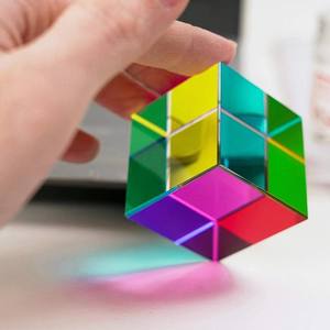 <span class=keywords><strong>Crystal</strong></span> Stained Glass Cube 2 polegadas Colorido Acrílico Prisma para Home Decor Cheap Colored Glowing Cube - Product Image 5