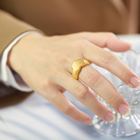 Hochwertiger vergoldeter leerer Fingerring Minimalisti scher Edelstahl-Herz-Siegelring-Schmuck