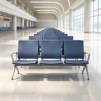 Chaise d'attente publique en métal épais KMJ, 3 places, pour aéroport, hôpital, salle d'attente, réception