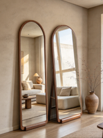 Miroir sur pied arqué en bois avec cadre en A, pleine longueur, pour chambre, salon, dressing, entrée, décoration intérieure, vente en gros