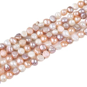 ไข่มุกบาร็อคธรรมชาติจากน้ำจืด ขนาด 8-9 มม. สีผสม สองด้าน รูด้านข้าง สำหรับงาน DIY เครื่องประดับ - Product Image 5