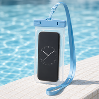 Pochette étanche transparente pour téléphone avec fermeture coulissante violette et cordon tressé, sac étanche personnalisé avec logo pour la natation, le camping et les voyages