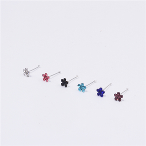 20 Pièces Piercings de Nez en Strass Blancs Couleurs Assorties, Type Os de Nez à Bout Rond, Bijoux en Boîte, Vente en Gros 22G - Product Image 4