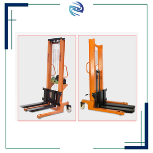 Empilhador de paletes de mão hidráulico de alta elevação de transporte de curta distância com pernas fixas e garfos ajustáveis - Product Image 2