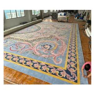 Wool carpet hand tufted custom flat cut flower designer popular for the living room villa