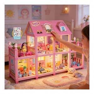 Casa de Muñecas Tipo Mansión Grande para Niños, con Dormitorio, Cocina, Baño y Muebles, Juego de Imitación, Regalo para Niños - Product Image 5