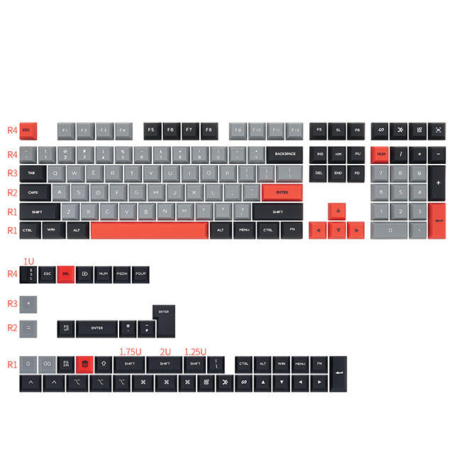 สีแดง + สีเทา + สีดำ