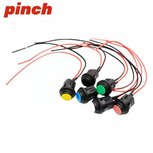 Pinch 14mm Waterproof <b>Push</b> <b>Button</b> <b>Switch</b> 2-Pin Self-Resetting Normally Open With Wiring IP65 Illuminated Blue Led - Product Image 4