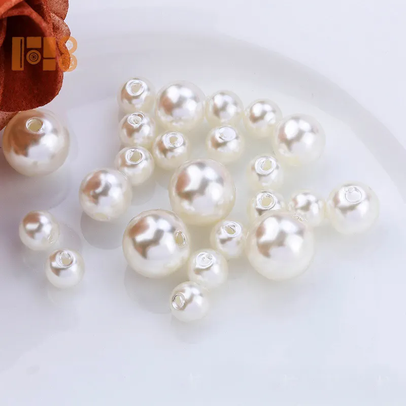 Großhandel Craft White Pearl Perlen 4/6/8/10/12 MM rund mit Loch lose Perlen für die Schmuck herstellung