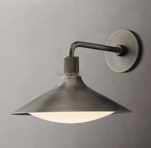 Lampada da parete moderna scandinava in ottone massiccio Design americano Loft retrò casa Villa nera da esterno impermeabile in vetro - Product Image 2