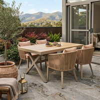 Ensemble table et chaises de jardin Meiqi, résistant aux intempéries, grand plateau, mobilier pour villa, balcon, cour.