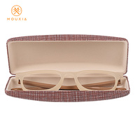 Étui à lunettes rigide ovale à texture croisée tissée, boîte de rangement pour lunettes de soleil avec logo personnalisé, vente en gros