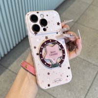 Coque de téléphone portable en TPU motif ciel étoilé mignon et féminin avec support anneau miroir étoiles pour iPhone 17 18 Pro Max