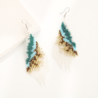 Boucles d'oreilles pendantes bohèmes indiennes pour femmes, avec perles de verre colorées et perles de rocaille, design macramé à pampilles, pour anniversaire