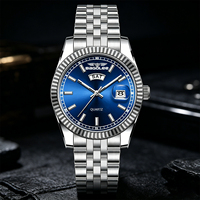 Montre à quartz classique en acier inoxydable de haute qualité, nacrée, vente en gros, logo personnalisé, montre à quartz de luxe pour homme, tendance