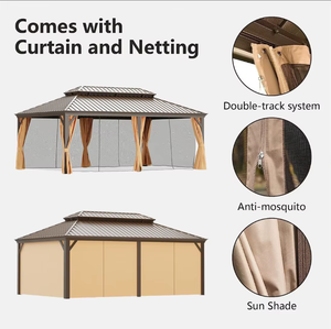 Gazebo Elettrico di Lusso Moderno in Alluminio con Tetto Rigido, Padiglione per Esterni per Tutte le Stagioni, Impermeabile, per Balcone, Patio e Giardino - Product Image 4