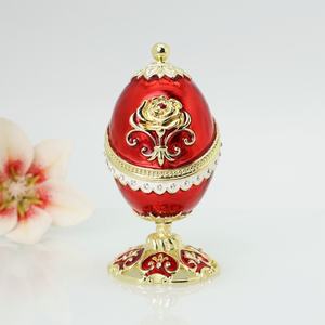 SHINNYGIFTSハンドメイドピューターメタルクラフトロイヤルロマンチックバレンタインデーギフトメタルエナメルローズデザインファベルジエッグトリンケットボックス - Product Image 3