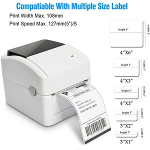 Impresora de etiquetas de 4 pulgadas, dispositivo de impresión térmica de Waybill 4x6, diente azul, para <span class=keywords><strong>Amazon</strong></span> FBA, código de barras, negro y blanco, ABS nulo, envío gratis - Product Image 3