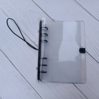 Nouvelle pochette élégante pour organiser l'argent A5 A6, classeur à anneaux en PVC noir épais classique, couverture de planificateur avec bande élastique