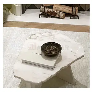 Bàn Trung Tâm Sang Trọng Split Edge Slab Đồ Nội Thất Phòng Khách Bàn Chân Đá Tự Nhiên Bàn Cà Phê Sang Trọng