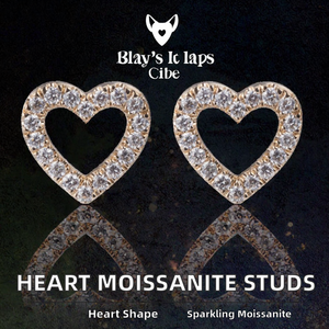 Heart Shaped <b>Moissanite</b> Stud <b>Earrings</b> 18K Gold Plated S925 Sterling Silver Romantic Jewelry Sparkling Brilliant Cut Bridal Gift - Product Image 2