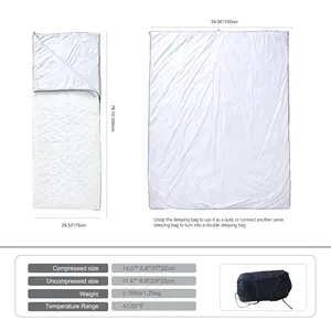 Yetişkinler için pamuk doldurma ile OEM özel kış sıcaklık Polyester kumaş çift Ultralight aşağı uyku tulumu