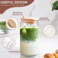 Lot de 2 verres à café glacé de 47 cl avec couvercles et pailles, accessoires pour bar à café, verres à bière, gobelets réutilisables