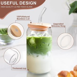 Lot de 2 <span class=keywords><strong>verres</strong></span> à café glacé de 47 cl avec couvercles et pailles, accessoires pour bar à café, <span class=keywords><strong>verres</strong></span> à bière, gobelets réutilisables - Product Image 4