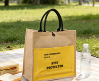 Sac fourre-tout tendance 2026 pour femme, simple et personnalisable, vente directe usine - en jute tressé avec poignée en corde et motif lettres