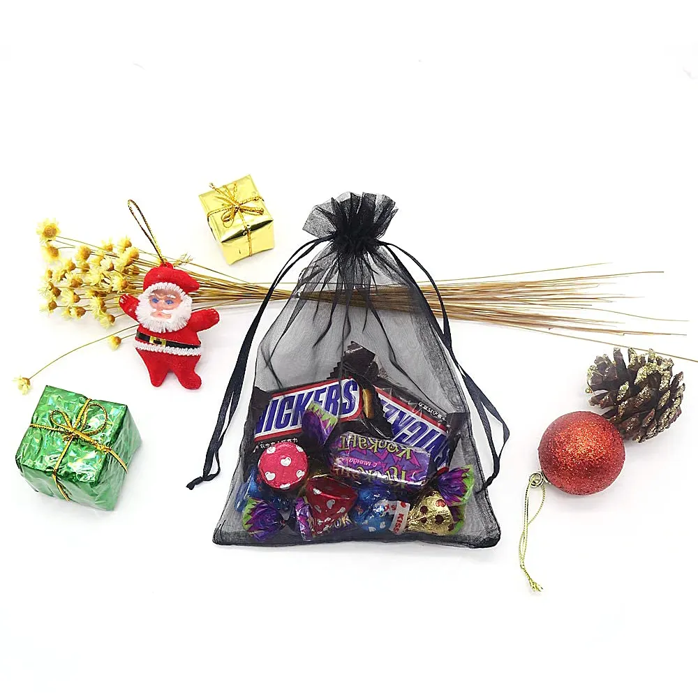 Verschillende Grootte Koord Organza Gift Bag Sieraden Pouch Party Bruiloft Gunst Snoep Zakken Kerst