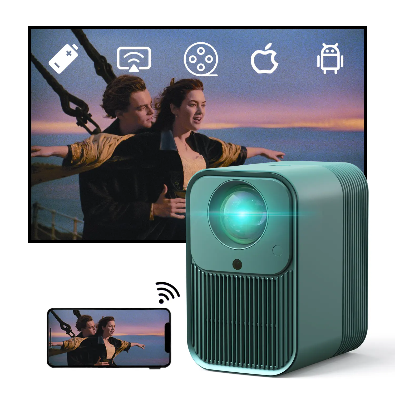 OEM/ODM Available Handphone Mini Pocket TV Proyector Wifi 7000 Lumens LED LCD Light Gaming Projector