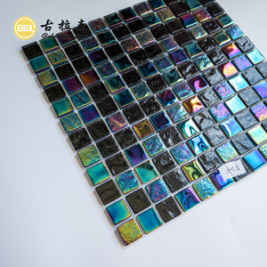 Piscine Salle De Bains Bar Mur Plancher Décor Magnifique Forme Carrée Scintillant Brillant <span class=keywords><strong>Noir</strong></span> et Vert Verre Cristal Mosaïque Tuile - Product Image 5