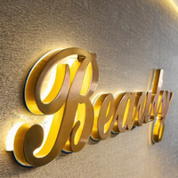 Enseigne publicitaire professionnelle personnalisée à LED en acier inoxydable rétroéclairée en lettres 3D en acrylique pour éclairage extérieur