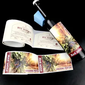 Impressão digital etiqueta cerveja vinho tinto hot stamping ouro folha adesivo fosco azul rótulo personalizado uísque garrafa rótulos adesivo