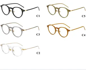 Jin'in TR90 Unisex gözlük japon tarzı orta altın miyopi gözlük çerçeve katı desen Metal malzeme OVAL moda stil