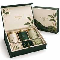 Boîte cadeau de thé personnalisée, emballage en papier rigide de luxe avec séparateurs pour sachets de thé en vrac, boîtes à thé, tasses, ensembles de marques haut de gamme