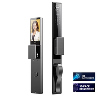 Cerradura Inteligente de Video con Reconocimiento Facial de Alta Gama Doodle, con Manija Grande y Cerradura Larga para Puerta, Compatible con Huella Dactilar y Contraseña