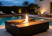 Cheminée au gaz naturel moderne et tendance, grande table de foyer extérieure en acier Corten, robuste, garantie 5 ans, origine Chine