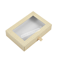 Tiroir d'emballage en papier extractible holographique avec logo personnalisé Boîte cadeau coulissante rectangulaire avec fenêtre transparente en PVC ouverte pour cils