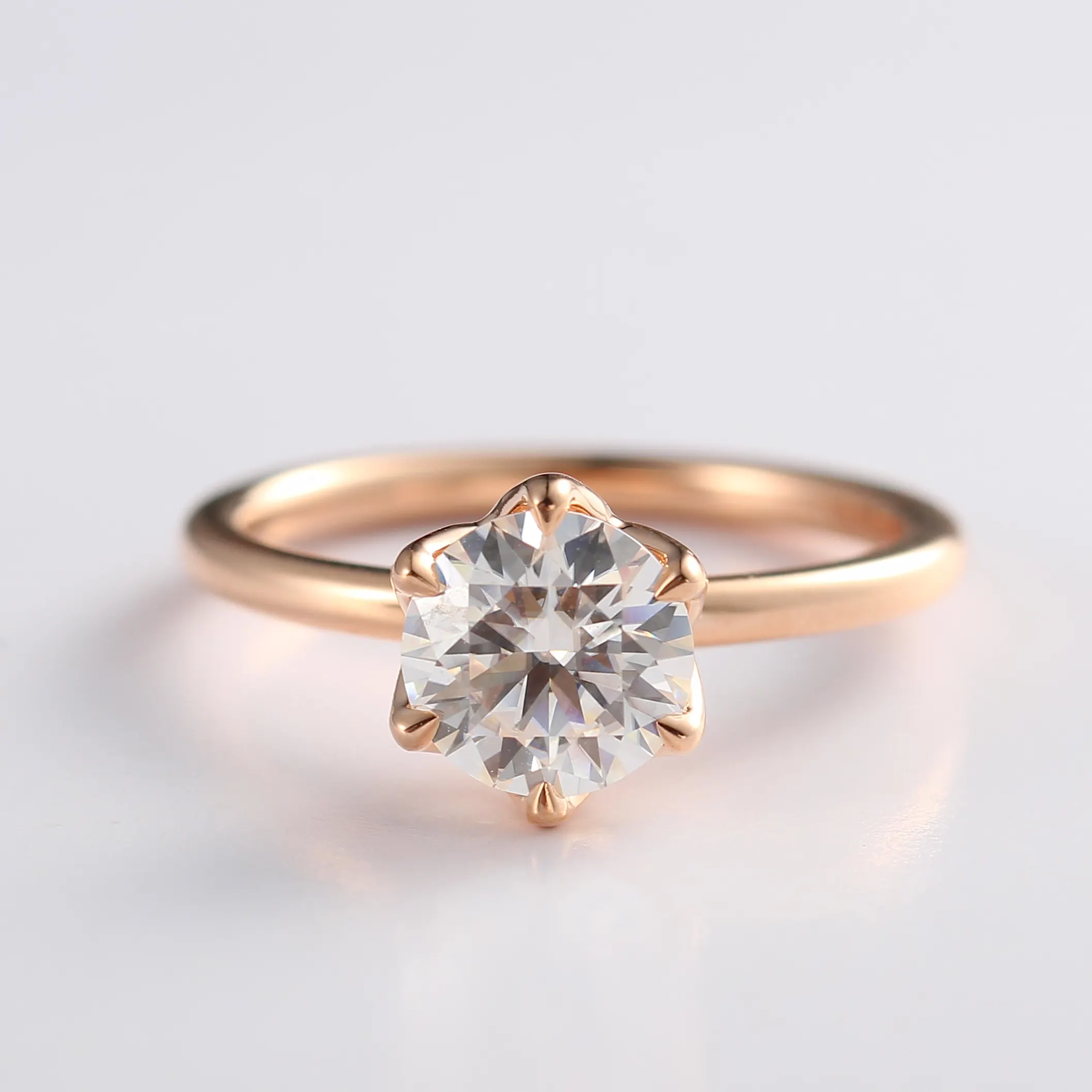 แหวนเพชรโมอิส18K สำหรับผู้หญิง anillos de compromiso de Oro แบบกำหนดเอง